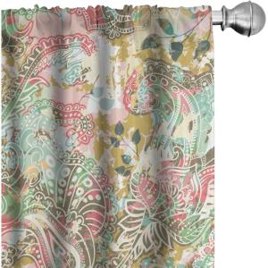 Ambesonne Blooming Roses Curtains, Sketch Drawn Neutral Colors Dreamy Garden Flowers with Delicate Petals, Window Treatments 2 Panel Set for Living Room Bedroom, Pair of – 28″ x 95″, Indigo Pale Ruby(Sea Green and Pale Pink)