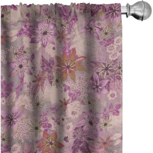 Ambesonne Blooming Roses Curtains, Sketch Drawn Neutral Colors Dreamy Garden Flowers with Delicate Petals, Window Treatments 2 Panel Set for Living Room Bedroom, Pair of – 28″ x 95″, Indigo Pale Ruby(Pale Lilac Lilac)