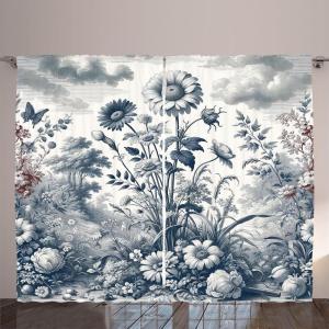 Ambesonne Eucalyptus Leaves Curtains, Leafy Branches Summer Flowers on Neutral Marble Print Back, Living Room Bedroom Window Drapes 2 Panel Set, 108″ X 63″, Fern Green Pastel Yellow(Slate Blue and Burgundy)