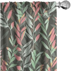 Ambesonne Feather Pattern Curtains, Pastel Vibe of Bohemian Pattern with Neutral Sky Colors Boho, Window Treatments 2 Panel Set for Living Room Bedroom, Pair of – 28″ x 95″, Pale Azure Blue Sea Blue(Pale Pink Green)