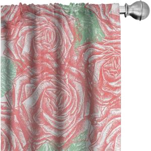 Ambesonne Feather Pattern Curtains, Pastel Vibe of Bohemian Pattern with Neutral Sky Colors Boho, Window Treatments 2 Panel Set for Living Room Bedroom, Pair of – 28″ x 95″, Pale Azure Blue Sea Blue(Sea Green Pink)