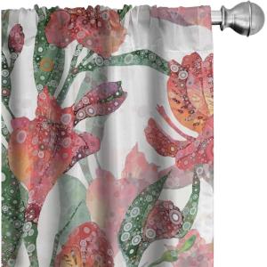 Ambesonne Feather Pattern Curtains, Pastel Vibe of Bohemian Pattern with Neutral Sky Colors Boho, Window Treatments 2 Panel Set for Living Room Bedroom, Pair of – 28″ x 95″, Pale Azure Blue Sea Blue(Fern Green Coral Orange)
