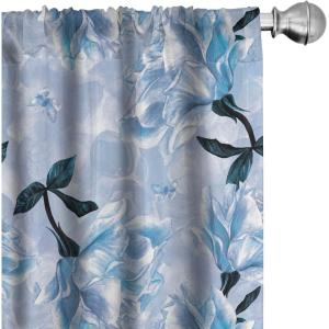 Ambesonne Feather Pattern Curtains, Pastel Vibe of Bohemian Pattern with Neutral Sky Colors Boho, Window Treatments 2 Panel Set for Living Room Bedroom, Pair of – 28″ x 95″, Pale Azure Blue Sea Blue(Pale Ceil Blue and Dark Teal)