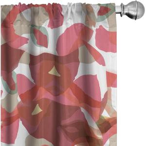 Ambesonne Feather Pattern Curtains, Pastel Vibe of Bohemian Pattern with Neutral Sky Colors Boho, Window Treatments 2 Panel Set for Living Room Bedroom, Pair of – 28″ x 95″, Pale Azure Blue Sea Blue(Dark Coral Pale Khaki)