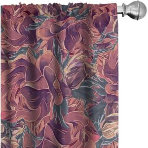 Ambesonne Feather Pattern Curtains, Pastel Vibe of Bohemian Pattern with Neutral Sky Colors Boho, Window Treatments 2 Panel Set for Living Room Bedroom, Pair of – 28″ x 95″, Pale Azure Blue Sea Blue(Dark Teal Pale Ruby Plum)