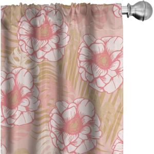 Ambesonne Feather Pattern Curtains, Pastel Vibe of Bohemian Pattern with Neutral Sky Colors Boho, Window Treatments 2 Panel Set for Living Room Bedroom, Pair of – 28″ x 95″, Pale Azure Blue Sea Blue(Avocado Green Pastel Pink)