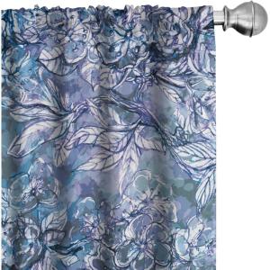 Ambesonne Feather Pattern Curtains, Pastel Vibe of Bohemian Pattern with Neutral Sky Colors Boho, Window Treatments 2 Panel Set for Living Room Bedroom, Pair of – 28″ x 95″, Pale Azure Blue Sea Blue(Pale Ceil Blue Off White)