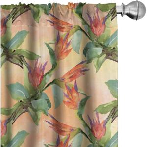 Ambesonne Feather Pattern Curtains, Pastel Vibe of Bohemian Pattern with Neutral Sky Colors Boho, Window Treatments 2 Panel Set for Living Room Bedroom, Pair of – 28″ x 95″, Pale Azure Blue Sea Blue(Vermilion Fern Green)