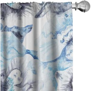 Ambesonne Feather Pattern Curtains, Pastel Vibe of Bohemian Pattern with Neutral Sky Colors Boho, Window Treatments 2 Panel Set for Living Room Bedroom, Pair of – 28″ x 95″, Pale Azure Blue Sea Blue(Purpleblue Soft Blue)