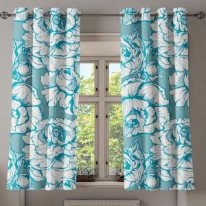 Ambesonne Floral Design Grommet Curtain, Neutral Colors Boho Flowers Vintage Pattern with Leaves Print, Decorative 2-Panel Window Drapes for Bedroom Living Room, 50″ x 54″, Lavender Blue Warm Taupe(Cadet Blue and Off White)