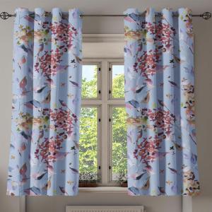 Ambesonne Floral Design Grommet Curtain, Neutral Colors Boho Flowers Vintage Pattern with Leaves Print, Decorative 2-Panel Window Drapes for Bedroom Living Room, 50″ x 54″, Lavender Blue Warm Taupe(Lavender Blue Pale Maroon)