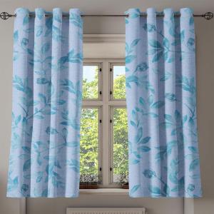 Ambesonne Floral Design Grommet Curtain, Neutral Colors Boho Flowers Vintage Pattern with Leaves Print, Decorative 2-Panel Window Drapes for Bedroom Living Room, 50″ x 54″, Lavender Blue Warm Taupe(Ceil Blue Dark Seafoam)