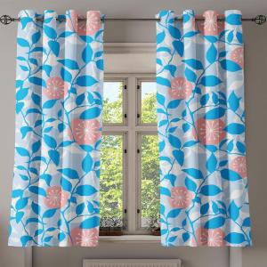 Ambesonne Floral Design Grommet Curtain, Neutral Colors Boho Flowers Vintage Pattern with Leaves Print, Decorative 2-Panel Window Drapes for Bedroom Living Room, 50″ x 54″, Lavender Blue Warm Taupe(Azure Blue Salmon White)