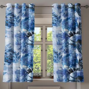 Ambesonne Floral Design Grommet Curtain, Neutral Colors Boho Flowers Vintage Pattern with Leaves Print, Decorative 2-Panel Window Drapes for Bedroom Living Room, 50″ x 54″, Lavender Blue Warm Taupe(Cobalt Blue Pale Blue)