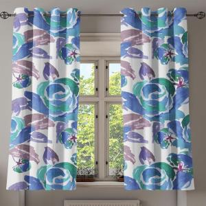 Ambesonne Floral Design Grommet Curtain, Neutral Colors Boho Flowers Vintage Pattern with Leaves Print, Decorative 2-Panel Window Drapes for Bedroom Living Room, 50″ x 54″, Lavender Blue Warm Taupe(Eggshell and Dark Lavender)