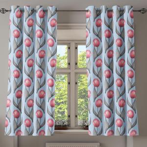 Ambesonne Floral Design Grommet Curtain, Neutral Colors Boho Flowers Vintage Pattern with Leaves Print, Decorative 2-Panel Window Drapes for Bedroom Living Room, 50″ x 54″, Lavender Blue Warm Taupe(Dimgray Pastel Pink)