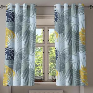 Ambesonne Floral Design Grommet Curtain, Neutral Colors Boho Flowers Vintage Pattern with Leaves Print, Decorative 2-Panel Window Drapes for Bedroom Living Room, 50″ x 54″, Lavender Blue Warm Taupe(Soft Blue Purpleblue)