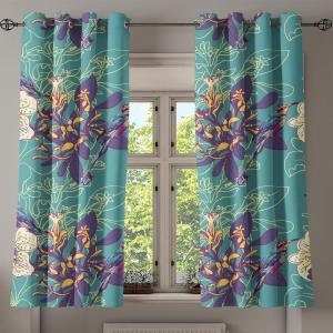 Ambesonne Floral Design Grommet Curtain, Neutral Colors Boho Flowers Vintage Pattern with Leaves Print, Decorative 2-Panel Window Drapes for Bedroom Living Room, 50″ x 54″, Lavender Blue Warm Taupe(Sea Green Quartz and Mustard)