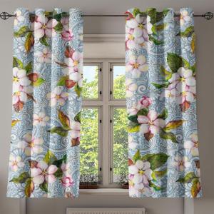 Ambesonne Floral Design Grommet Curtain, Neutral Colors Boho Flowers Vintage Pattern with Leaves Print, Decorative 2-Panel Window Drapes for Bedroom Living Room, 50″ x 54″, Lavender Blue Warm Taupe(Pale Pink Forest Green)