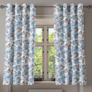 Ambesonne Floral Design Grommet Curtain, Neutral Colors Boho Flowers Vintage Pattern with Leaves Print, Decorative 2-Panel Window Drapes for Bedroom Living Room, 50″ x 54″, Lavender Blue Warm Taupe(Taupe and Off White)