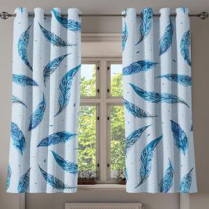 Ambesonne Floral Design Grommet Curtain, Neutral Colors Boho Flowers Vintage Pattern with Leaves Print, Decorative 2-Panel Window Drapes for Bedroom Living Room, 50″ x 54″, Lavender Blue Warm Taupe(Pale Azure Blue Sea)