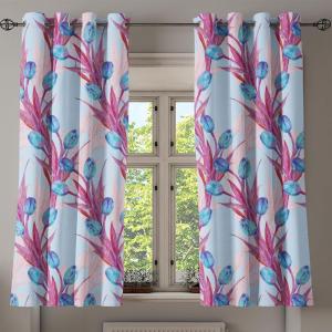Ambesonne Floral Design Grommet Curtain, Neutral Colors Boho Flowers Vintage Pattern with Leaves Print, Decorative 2-Panel Window Drapes for Bedroom Living Room, 50″ x 54″, Lavender Blue Warm Taupe(Magenta Pale Pink)