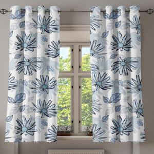 Ambesonne Floral Design Grommet Curtain, Neutral Colors Boho Flowers Vintage Pattern with Leaves Print, Decorative 2-Panel Window Drapes for Bedroom Living Room, 50″ x 54″, Lavender Blue Warm Taupe(Pale Blue Off White)