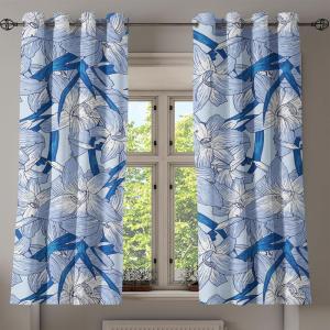 Ambesonne Floral Design Grommet Curtain, Neutral Colors Boho Flowers Vintage Pattern with Leaves Print, Decorative 2-Panel Window Drapes for Bedroom Living Room, 50″ x 54″, Lavender Blue Warm Taupe(Ceil Blue Lavender)