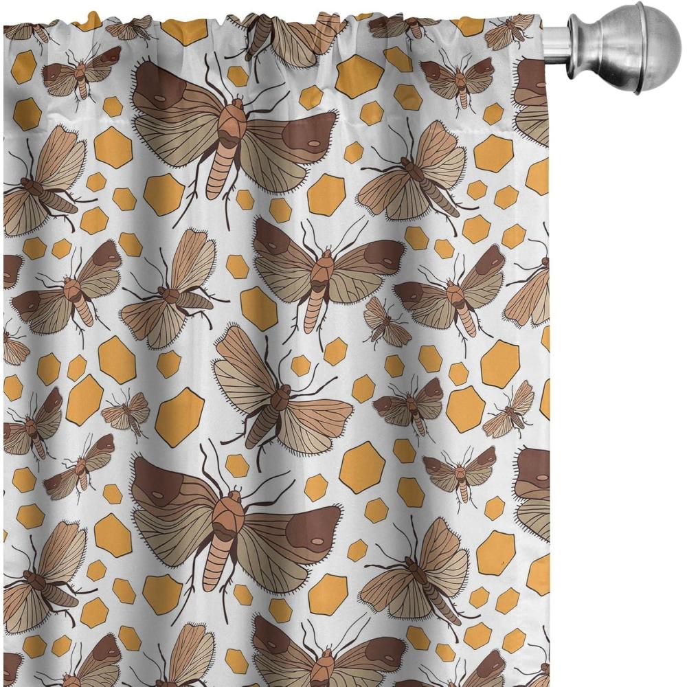 imageAmbesonne Bird Print Curtains Asian Inspired Japanese Cranes with Open Wings Flowering Blossoms Window Treatments 2 Panel Set for Living Room Bedroom Pair of 28quot x 95quot Pale Earth YellowMarigold and Brown