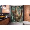 Ambesonne Christmas Stall Shower Curtain, Vintage Vibe Whimsical Kitten Playing with Xmas Trees Lace Ornate, Fabric Bathroom Decor Set with Hooks, 54″ W x 78″ L, Hunter Green and Vermilion