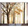 Ambesonne Autumn Curtains, Bare Tree Branches with Tangerine Tones Fall Leaves, Living Room Bedroom Window Drapes 2 Panel Set, 108″ X 84″, Taupe Orange