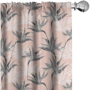 Ambesonne Bird Print Curtains, Asian Inspired Japanese Cranes with Open Wings Flowering Blossoms, Window Treatments 2 Panel Set for Living Room Bedroom, Pair of – 28″ x 95″, Pale Earth Yellow(Blush Slate Blue)