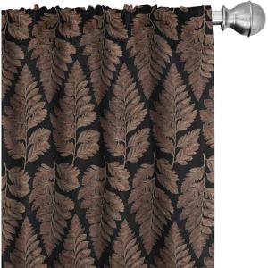 Ambesonne Bird Print Curtains, Asian Inspired Japanese Cranes with Open Wings Flowering Blossoms, Window Treatments 2 Panel Set for Living Room Bedroom, Pair of – 28″ x 95″, Pale Earth Yellow(Charcoal Grey Dark Brown)