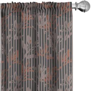 Ambesonne Bird Print Curtains, Asian Inspired Japanese Cranes with Open Wings Flowering Blossoms, Window Treatments 2 Panel Set for Living Room Bedroom, Pair of – 28″ x 95″, Pale Earth Yellow(Umber Dimgray and Cinnamon)