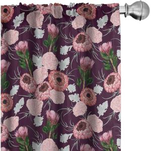 Ambesonne Bird Print Curtains, Asian Inspired Japanese Cranes with Open Wings Flowering Blossoms, Window Treatments 2 Panel Set for Living Room Bedroom, Pair of – 28″ x 95″, Pale Earth Yellow(Dark Fuchsia and Blush)