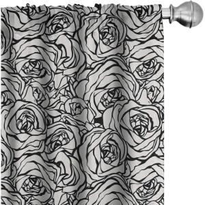 Ambesonne Bird Print Curtains, Asian Inspired Japanese Cranes with Open Wings Flowering Blossoms, Window Treatments 2 Panel Set for Living Room Bedroom, Pair of – 28″ x 95″, Pale Earth Yellow(Charcoal Grey Coconut)