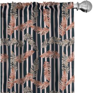 Ambesonne Bird Print Curtains, Asian Inspired Japanese Cranes with Open Wings Flowering Blossoms, Window Treatments 2 Panel Set for Living Room Bedroom, Pair of – 28″ x 95″, Pale Earth Yellow(Blush Dark Grey and Salmon)