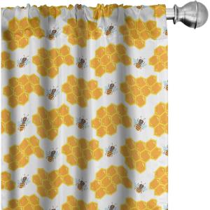 Ambesonne Birds and Nature Curtains, Cottagecore Art Leaves and Flowers Spring with Hummingbirds, Window Treatments 2 Panel Set for Living Room Bedroom, Pair of – 28″ x 84″, White Laurel Green Lilac(Orange White)