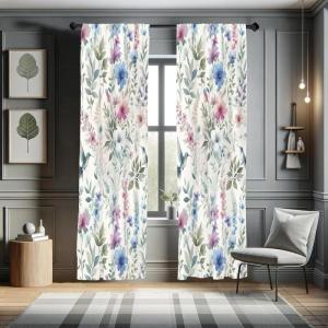 Ambesonne Birds and Nature Curtains, Cottagecore Art Leaves and Flowers Spring with Hummingbirds, Window Treatments 2 Panel Set for Living Room Bedroom, Pair of – 28″ x 84″, White Laurel Green Lilac(White Laurel Green Lilac)