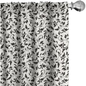 Ambesonne Birds and Nature Curtains, Cottagecore Art Leaves and Flowers Spring with Hummingbirds, Window Treatments 2 Panel Set for Living Room Bedroom, Pair of – 28″ x 84″, White Laurel Green Lilac(Black Cream)