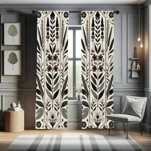 Ambesonne Birds and Nature Curtains, Cottagecore Art Leaves and Flowers Spring with Hummingbirds, Window Treatments 2 Panel Set for Living Room Bedroom, Pair of – 28″ x 84″, White Laurel Green Lilac(Eggshell Grey Pink)
