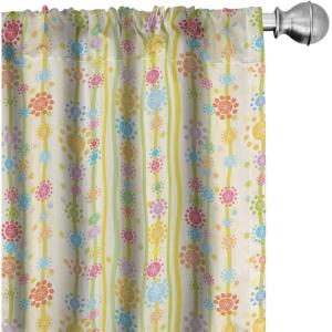 Ambesonne Birds and Nature Curtains, Cottagecore Art Leaves and Flowers Spring with Hummingbirds, Window Treatments 2 Panel Set for Living Room Bedroom, Pair of – 28″ x 84″, White Laurel Green Lilac(Pale Yellow Multicolor)