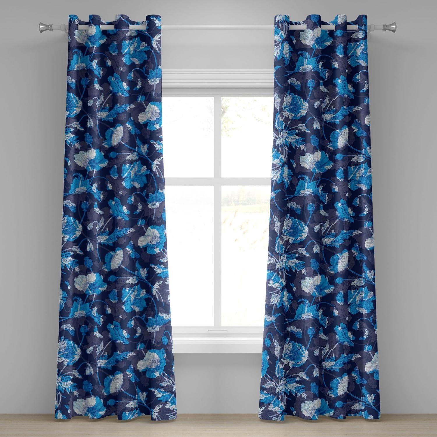 imageAmbesonne Fantasy Floral Grommet Curtain Night Time Garden Flowers with Neutral Colors Boho Petals Print Decorative 2Panel Window Drapes for Bedroom Living Room 50quot x 72quot Indigo Pale Pink MauveSky Blue Ceil Blue Quartz