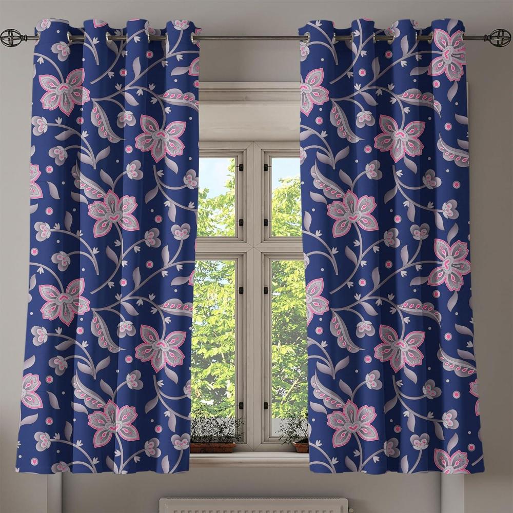 imageAmbesonne Fantasy Floral Grommet Curtain Night Time Garden Flowers with Neutral Colors Boho Petals Print Decorative 2Panel Window Drapes for Bedroom Living Room 50quot x 72quot Indigo Pale Pink MauveDark Lavender Pastel Pink