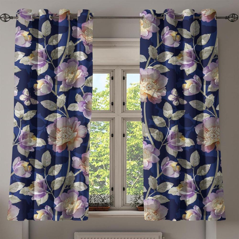 imageAmbesonne Fantasy Floral Grommet Curtain Night Time Garden Flowers with Neutral Colors Boho Petals Print Decorative 2Panel Window Drapes for Bedroom Living Room 50quot x 72quot Indigo Pale Pink MauvePurple Grey Khaki and Dusk