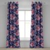 Ambesonne Fantasy Floral Grommet Curtain, Night Time Garden Flowers with Neutral Colors Boho Petals Print, Decorative 2-Panel Window Drapes for Bedroom Living Room, 50″ x 72″, Indigo Pale Pink Mauve(Dark Coral Blush Indigo)