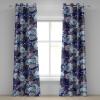 Ambesonne Fantasy Floral Grommet Curtain, Night Time Garden Flowers with Neutral Colors Boho Petals Print, Decorative 2-Panel Window Drapes for Bedroom Living Room, 50″ x 72″, Indigo Pale Pink Mauve(Dark Violet Blue and Mauve)