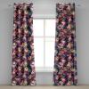 Ambesonne Fantasy Floral Grommet Curtain, Night Time Garden Flowers with Neutral Colors Boho Petals Print, Decorative 2-Panel Window Drapes for Bedroom Living Room, 50″ x 72″, Indigo Pale Pink Mauve(Dark Indigo Magenta)
