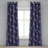 Ambesonne Fantasy Floral Grommet Curtain, Night Time Garden Flowers with Neutral Colors Boho Petals Print, Decorative 2-Panel Window Drapes for Bedroom Living Room, 50″ x 72″, Indigo Pale Pink Mauve(Dark Lavender Pastel Pink)