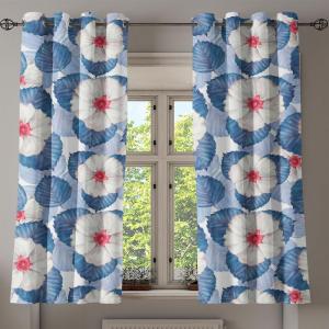 Ambesonne Fantasy Floral Grommet Curtain, Night Time Garden Flowers with Neutral Colors Boho Petals Print, Decorative 2-Panel Window Drapes for Bedroom Living Room, 50″ x 72″, Indigo Pale Pink Mauve(Sea Blue Eggshell)